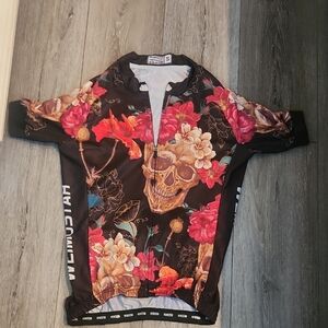 Weimostar Floral Skull Cycling Jersey